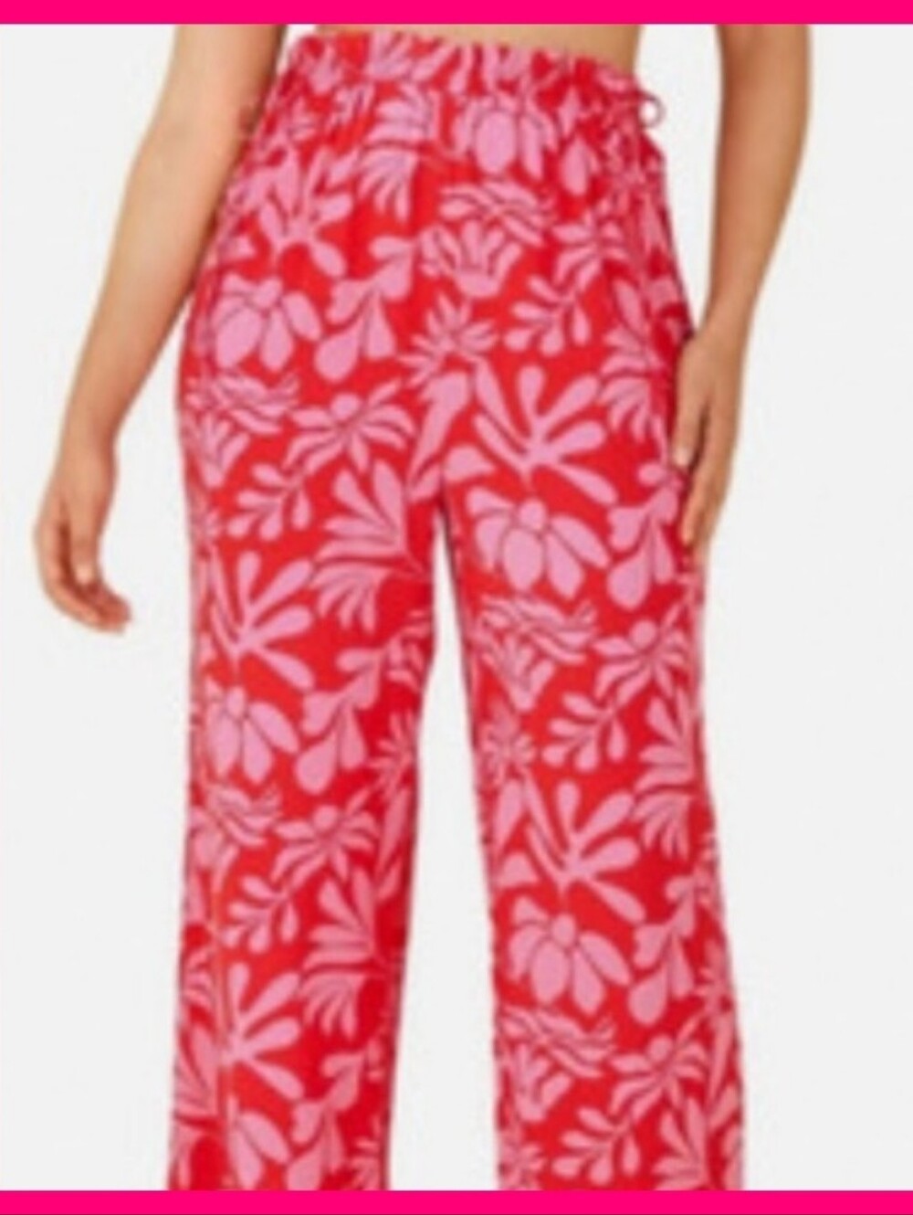 Shade & Shore Pink Floral Wide-Leg Pants Swimsuit Coverup Cover-up